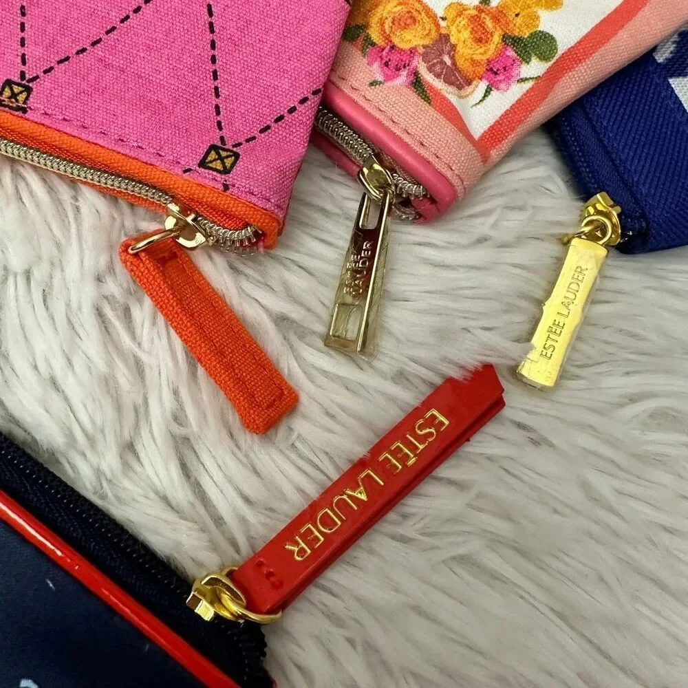 Estee Lauder‎ Lot of 4 Makeup Cosmetic Cases Organizers Pouch Zip Closure